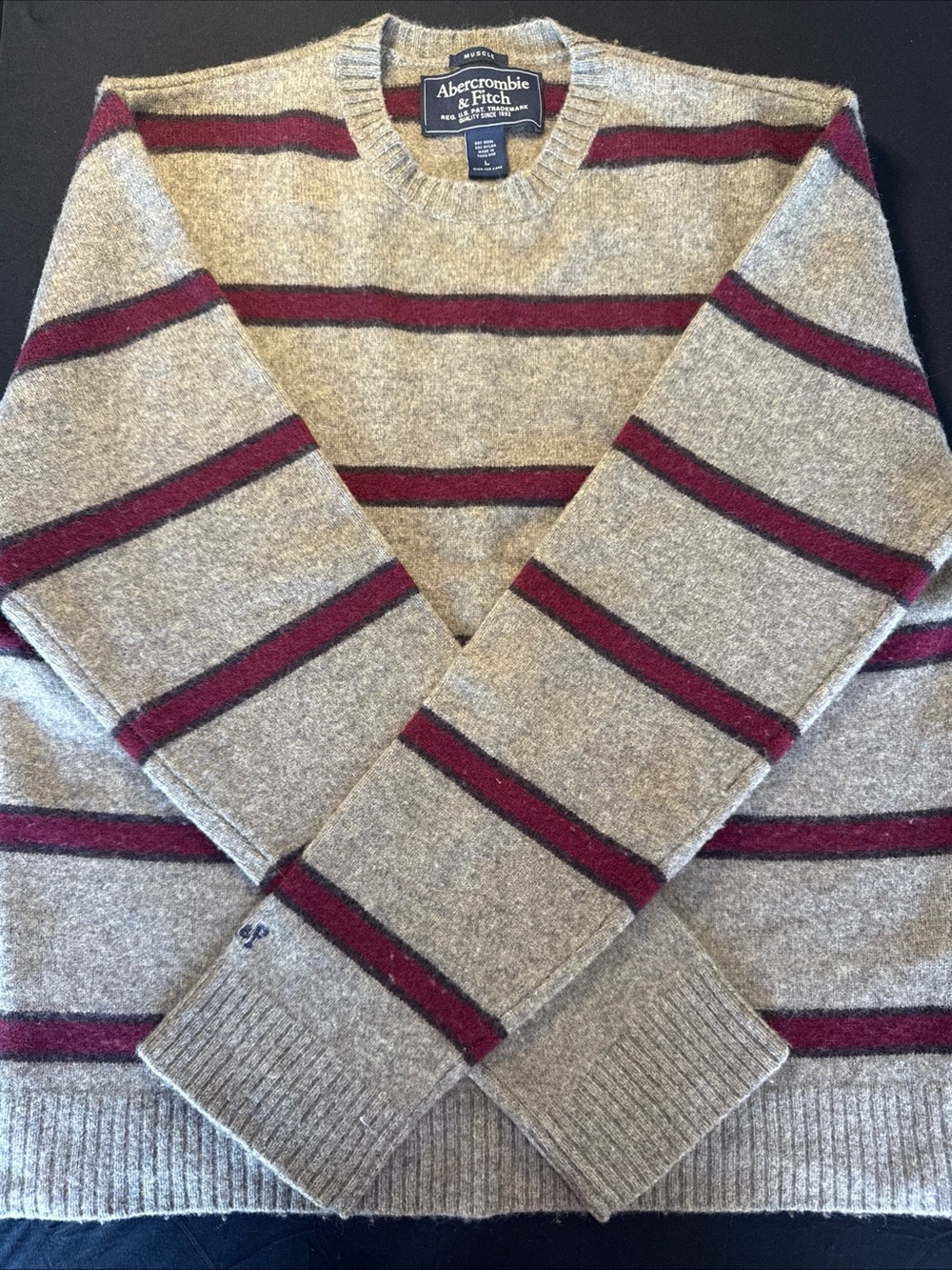 Vintage Abercrombie Fitch Wool Sweater Mens Large Muscle Striped Y2K